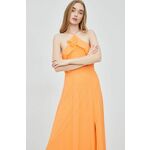 Obleka Vero Moda oranžna barva, - oranžna. Obleka iz kolekcije Vero Moda. Nabran model izdelan iz enobarvne tkanine.