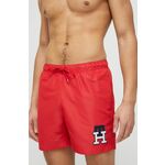 Kopalne kratke hlače Tommy Hilfiger rdeča barva - rdeča. Kopalne kratke hlače iz kolekcije Tommy Hilfiger. Model izdelan iz lahke tkanine. Izjemno zračen, udoben material.