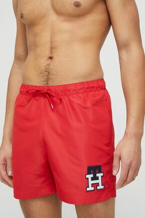 Kopalne kratke hlače Tommy Hilfiger rdeča barva - rdeča. Kopalne kratke hlače iz kolekcije Tommy Hilfiger. Model izdelan iz lahke tkanine. Izjemno zračen