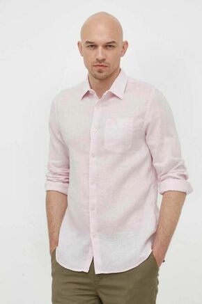 Lanena srajca Guess roza barva - roza. Srajca iz kolekcije Guess