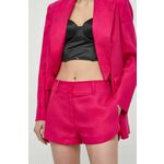 Lanene kratke hlače Luisa Spagnoli AUSILIO roza barva, 541135 - roza. Kratke hlače iz kolekcije Luisa Spagnoli, izdelane iz gladke tkanine. Model iz zračne lanene tkanine.