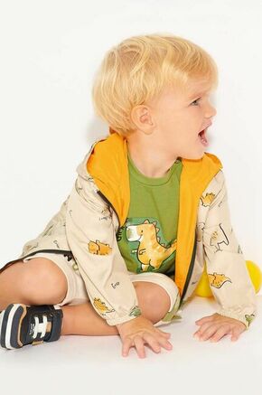 Obojestranska jakna za dojenčke Mayoral oranžna barva - oranžna. Za dojenčke obojestranski plašč iz kolekcije Mayoral. Nepodloženi model izdelan iz iz kombinacije gladkega in vzorčastega blaga.