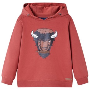 VidaXL Otroški pulover s kapuco žgano rdeč 140