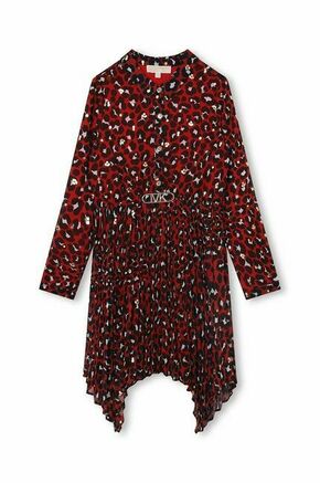 Otroška obleka Michael Kors rdeča barva - rdeča. Otroški obleka iz kolekcije Michael Kors. Model izdelan iz vzorčaste tkanine. Model iz izjemno udobne