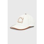 Bombažna bejzbolska kapa Coach bela barva - bela. Kapa s šiltom vrste baseball iz kolekcije Coach. Model izdelan iz tkanine z nalepko.
