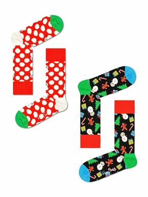 Nogavice Happy Socks Big Dot Snowman 2-pack - pisana. Visoke nogavice iz kolekcije Happy Socks. Model izdelan iz vzorčastega materiala. V kompletu sta dva para.