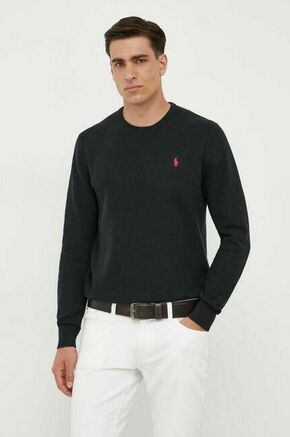 Bombažen pulover Polo Ralph Lauren črna barva - črna. Pulover iz kolekcije Polo Ralph Lauren. Model izdelan iz bombažne pletenine. Model iz izjemno udobne bombažne tkanine.
