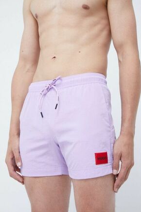Kratke hlače za kopanje HUGO vijolična barva - vijolična. Kopalne kratke hlače iz kolekcije HUGO. Model izdelan iz tkanini.