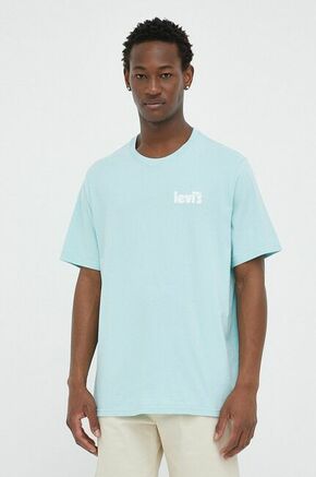 Bombažna kratka majica Levi's turkizna barva - turkizna. Ohlapna kratka majica iz kolekcije Levi's. Model izdelan iz tanke