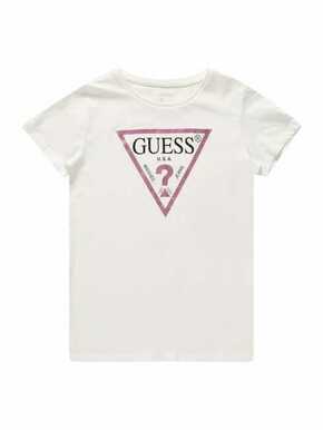 Otroški bombažen t-shirt Guess - bela. Otroški T-shirt iz kolekcije Guess. Model izdelan iz tanke