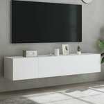 Vidaxl Stenske TV omarice z LED lučkami 2 kosa bela 80x35x31 cm