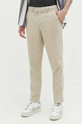 Lanene hlače Abercrombie &amp; Fitch bež barva - bež. Hlače iz kolekcije Abercrombie &amp; Fitch. Model izdelan iz enobarvne tkanine. Model iz zračne