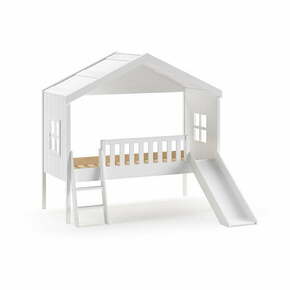 Bela otroška postelja iz masivnega bora v obliki hiške/dvignjena 90x200 cm – Vipack