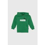 Otroški pulover Puma zelena barva, s kapuco - zelena. Otroški pulover s kapuco iz kolekcije Puma. Model izdelan iz rahlo elastične pletenine.