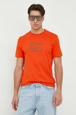 Bombažna kratka majica Calvin Klein oranžna barva - oranžna. Kratka majica iz kolekcije Calvin Klein