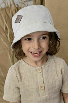 Otroški bombažni klobuk Jamiks SENAKI bež barva - bež. Otroški klobuk iz kolekcije Jamiks. Model z ozkim robom