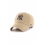 Bombažna bejzbolska kapa 47brand MLB New York Yankees bež barva - bež. Kapa s šiltom vrste baseball iz kolekcije 47brand. Model izdelan iz tkanine z nalepko.