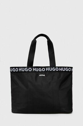 Torbica HUGO črna barva - črna. Torba iz kolekcje HUGO. Brez zapenjanja model narejen iz tekstilnega materiala.
