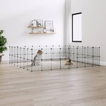 Vidaxl Ograda za hišne ljubljenčke s 60 paneli črna 35x35 cm jeklo