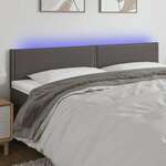shumee LED posteljno vzglavje sivo 160x5x78/88 cm umetno usnje