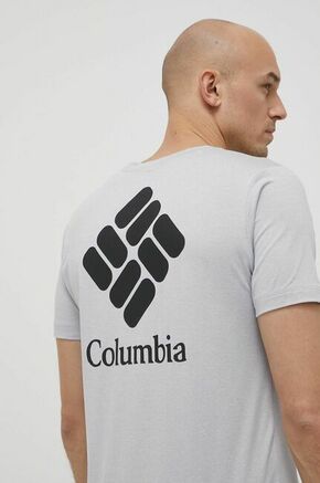 Športni t-shirt Columbia Tech Trail Graphic - siva. Športni t-shirt iz kolekcije Columbia. Model izdelan iz materiala