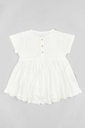Otroška bombažna kratka majica zippy bela barva - bela. Otroške kratka majica iz kolekcije zippy. Model izdelan iz enobarvnega materiala.