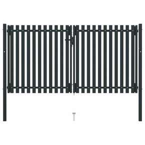 VidaXL Dvojna vrata za ograjo iz jekla 306x220 cm antracitna