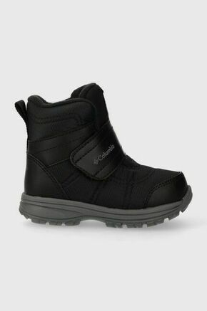 Otroški zimski škornji Columbia CHILDRENS FAIRBANKS OH črna barva - črna. Zimski čevlji iz kolekcije Columbia. Podloženi model izdelan iz kombinacije tekstilnega materiala in ekološkega usnja. Model s prilagodljivim gumijastim podplatom