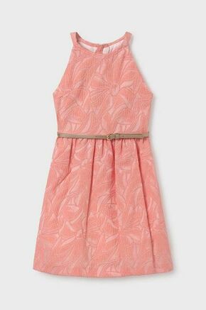 Otroška obleka Mayoral roza barva - roza. Otroški obleka iz kolekcije Mayoral. Model izdelan iz vzorčaste tkanine. Izrazit model za posebne priložnosti.