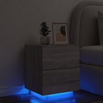 vidaXL Nočna omarica z LED lučkami siva sonoma inženirski les