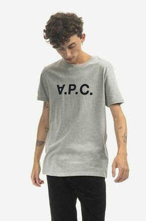 Bombažna kratka majica A.P.C. VPC Color siva barva - siva. Kratka majica iz kolekcije A.P.C. Model izdelan iz pletenine s potiskom.