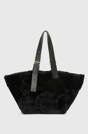 Usnjena torbica AllSaints Anik črna barva - črna. Velika nakupovalna torbica iz kolekcije AllSaints. Model brez zapenjanja