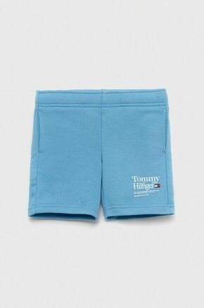 Otroške kratke hlače Tommy Hilfiger - modra. Otroški kratke hlače iz kolekcije Tommy Hilfiger. Model izdelan iz rahlo elastičnega materiala
