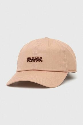 Bombažna bejzbolska kapa G-Star Raw bež barva - roza. Kapa s šiltom vrste baseball iz kolekcije G-Star Raw. Model izdelan iz tkanine z nalepko.