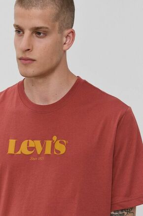 Bombažen t-shirt Levi's rdeča barva - rdeča. Ohlapen T-shirt iz kolekcije Levi's. Model izdelan iz tanke