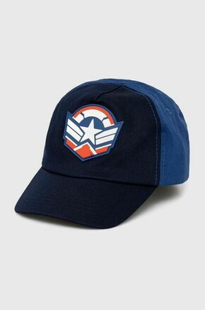 Otroška bombažna bejzbolska kapa zippy x Marvel - modra. Otroška kapa s šiltom vrste baseball iz kolekcije zippy. Model izdelan iz tkanine z nalepko. Bombažen