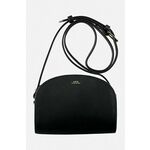 Usnjena torbica A.P.C. Demi črna barva - črna. Majhna torbica iz kolekcije A.P.C. Model na zapenjanje, izdelan iz naravnega usnja.