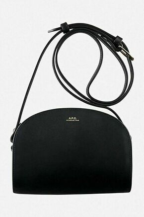 Usnjena torbica A.P.C. Demi črna barva - črna. Majhna torbica iz kolekcije A.P.C. Model na zapenjanje