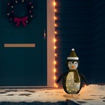 vidaXL Okrasni novoletni pingvin LED razkošno blago 60 cm