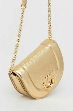 Usnjena torbica Pinko zlata barva