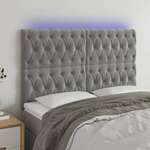 Greatstore LED posteljno vzglavje svetlo sivo 160x7x118/128 cm žamet