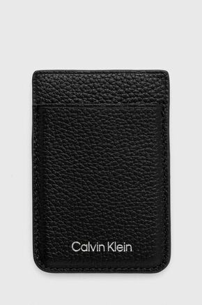 Usnjen etui za kartice + obesek za ključe Calvin Klein črna barva - črna. Etui za kartice in obesek za ključe iz kolekcije Calvin Klein.