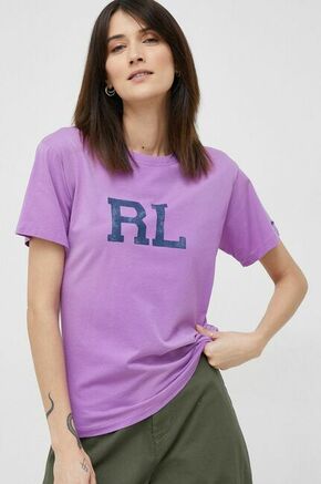 Bombažna kratka majica Polo Ralph Lauren vijolična barva - vijolična. Lahkotna kratka majica iz kolekcije Polo Ralph Lauren. Model izdelan iz tanke