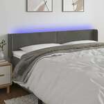 Vidaxl LED posteljno vzglavje temno sivo 203x16x78/88 cm žamet