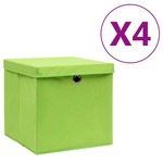 vidaXL Škatle s pokrovi 4 kosi 28x28x28 cm zelene