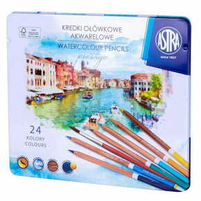 Astra PRESTIGE Umetniški akvarelni svinčniki iz cedrovega lesa 24 kosov + čopič