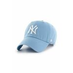 Bombažna kapa s šiltom 47 brand MLB New York Yankees - modra. Kapa s šiltom iz kolekcije 47 brand. Model izdelan iz tkanine z nalepko.