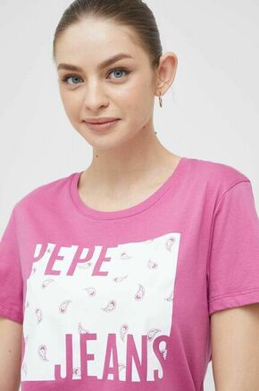 Bombažna kratka majica Pepe Jeans Lucie roza barva - roza. Kratka majica iz kolekcije Pepe Jeans. Model izdelan iz tanke