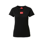 Bombažen t-shirt HUGO črna barva - črna. T-shirt iz kolekcije HUGO. Model izdelan iz tanke, elastične pletenine.