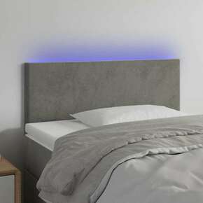 VidaXL LED posteljno vzglavje svetlo sivo 90x5x78/88 cm žamet